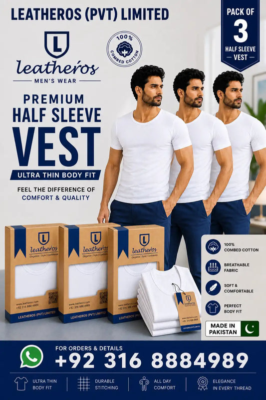 Men Vest, Pack of 3 (S/M/L), Half Sleeve